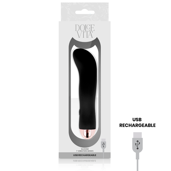 DOLCE VITA - VIBRADOR RECARGABLE DOS NEGROS 7 VELOCIDADES