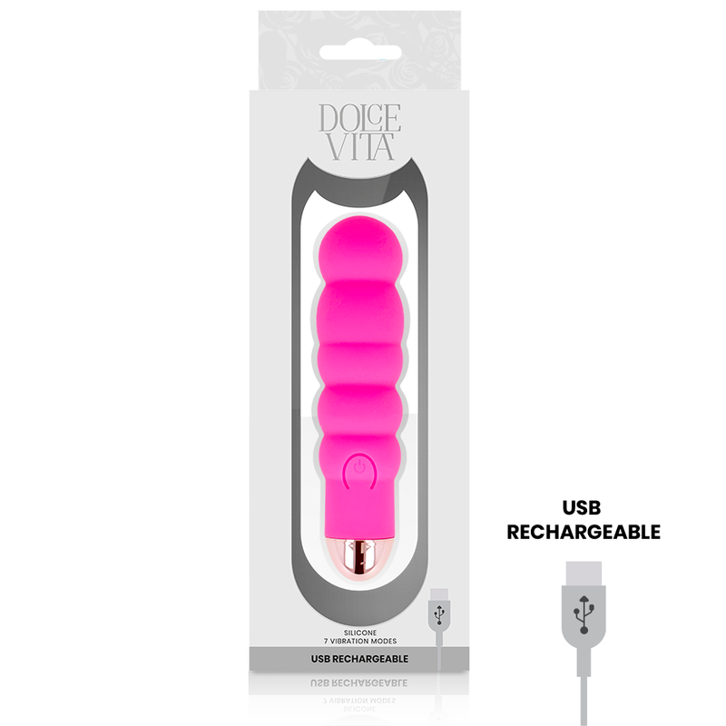 DOLCE VITA - VIBRADOR RECARGABLE SEIS ROSA 7 VELOCIDADES