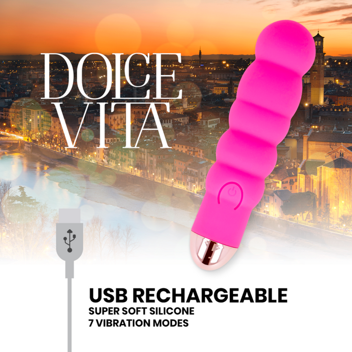 DOLCE VITA - VIBRADOR RECARGABLE SEIS ROSA 7 VELOCIDADES