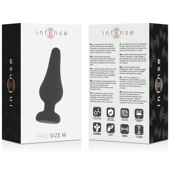 INTENSE - PLUG ANAL PIPO M SILICONA NEGRA 11 CM