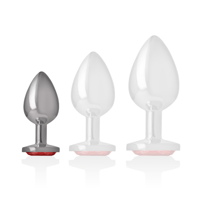 INTENSE - PLUG ANAL DE ALUMINIO CON CRISTAL ROJO TALLA S