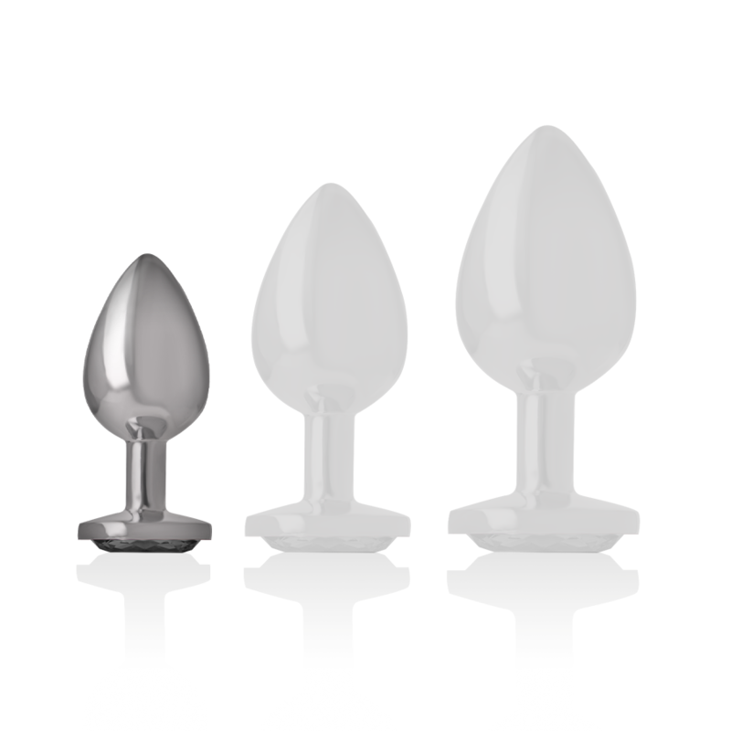 INTENSE - PLUG ANAL DE ALUMINIO CON CRISTAL NEGRO TALLA S