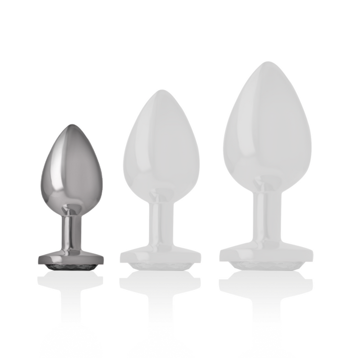 INTENSE - PLUG ANAL DE ALUMINIO CON CRISTAL NEGRO TALLA S