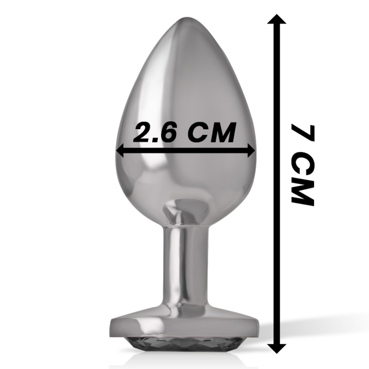 INTENSE - PLUG ANAL DE ALUMINIO CON CRISTAL NEGRO TALLA S