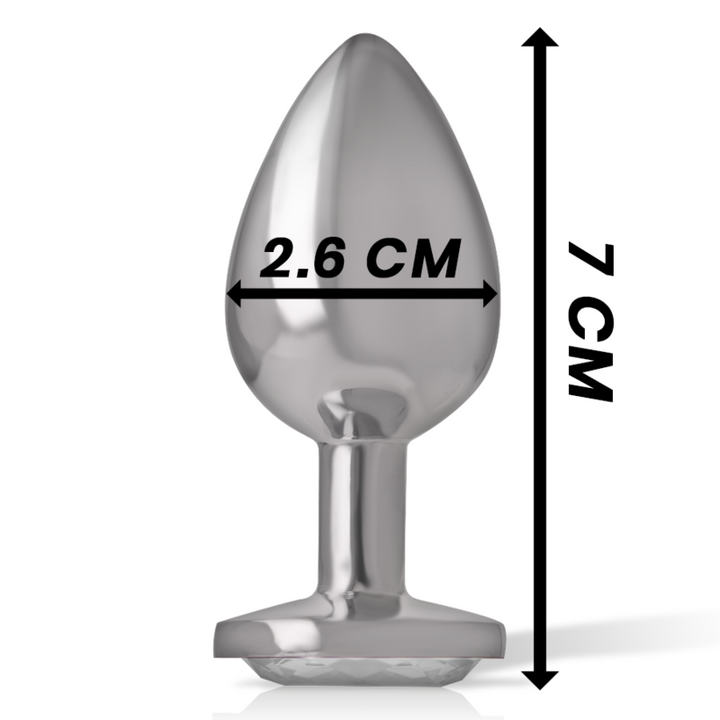 INTENSE - PLUG ANAL DE ALUMINIO CON CRISTAL PLATEADO TALLA S