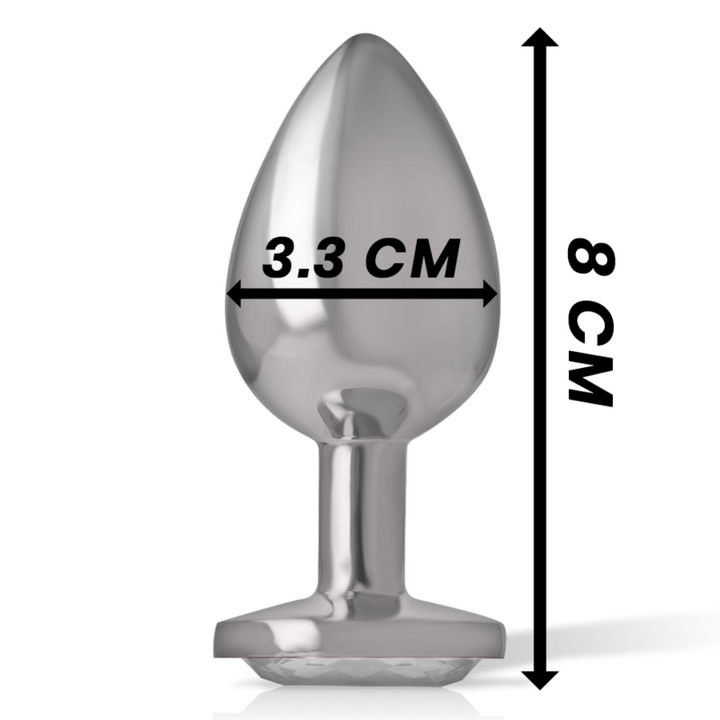 INTENSE - PLUG ANAL DE ALUMINIO CON CRISTAL PLATEADO TALLA M