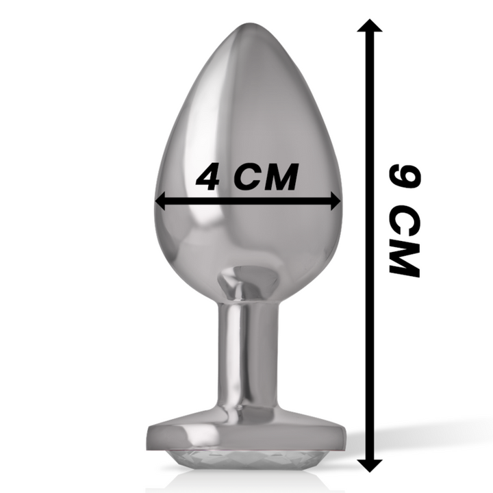 INTENSE - PLUG ANAL DE ALUMINIO CON CRISTAL PLATEADO TALLA L