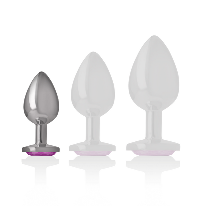 INTENSE - PLUG ANAL DE METAL DE ALUMINIO CON CRISTAL ROSA TALLA S