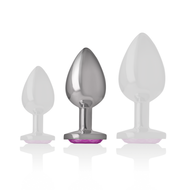 INTENSE - PLUG ANAL DE ALUMINIO CON CRISTAL ROSA TALLA M