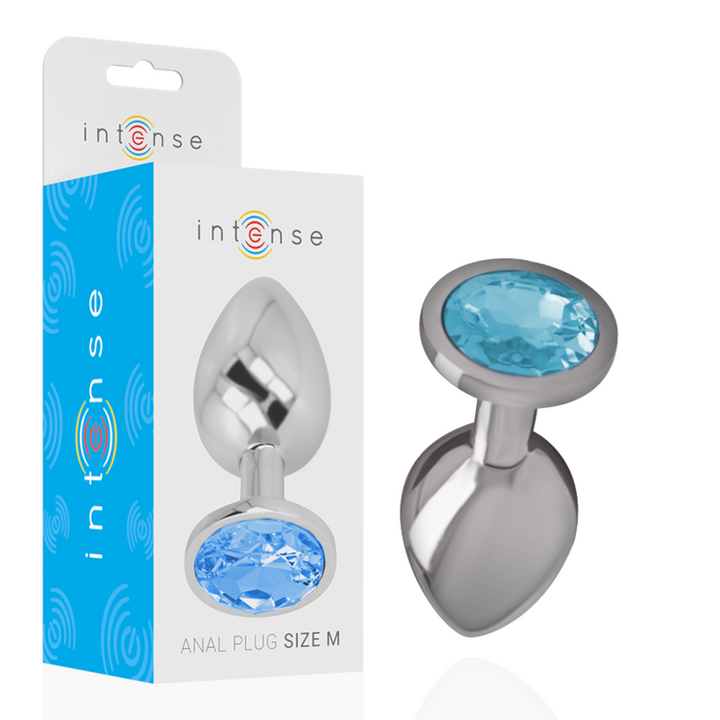 INTENSE - PLUG ANAL DE ALUMINIO Y CRISTAL AZUL TALLA M