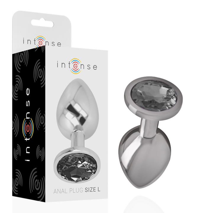 INTENSE - PLUG ANAL DE METAL DE ALUMINIO CON VIDRIO NEGRO TALLA L