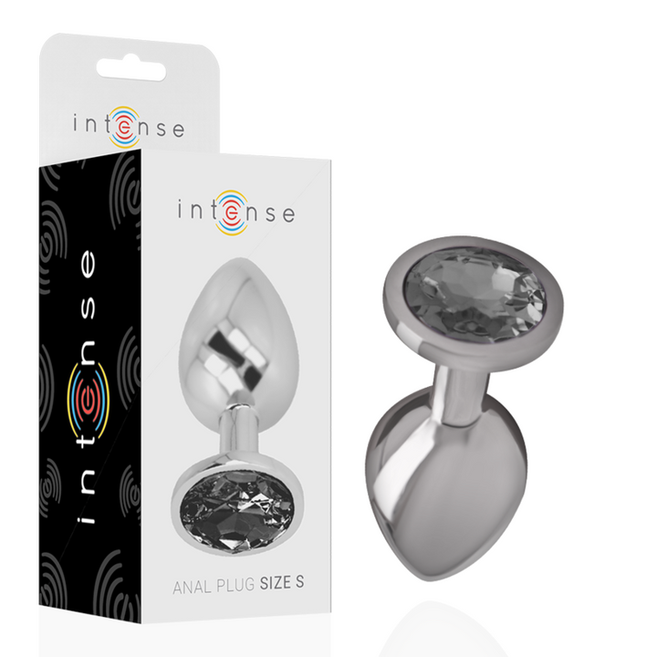 INTENSE - PLUG ANAL DE ALUMINIO CON CRISTAL NEGRO TALLA S