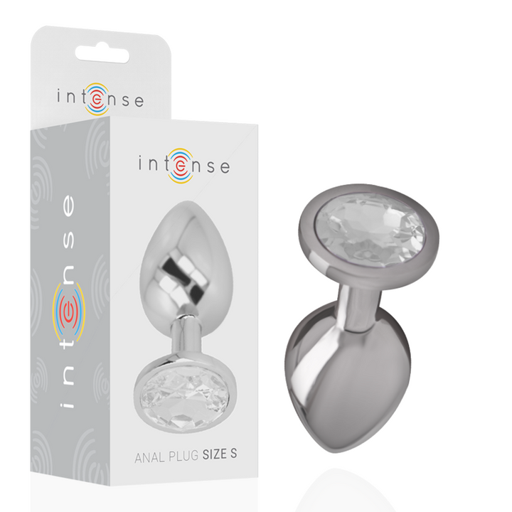 INTENSE - PLUG ANAL DE ALUMINIO CON CRISTAL PLATEADO TALLA S