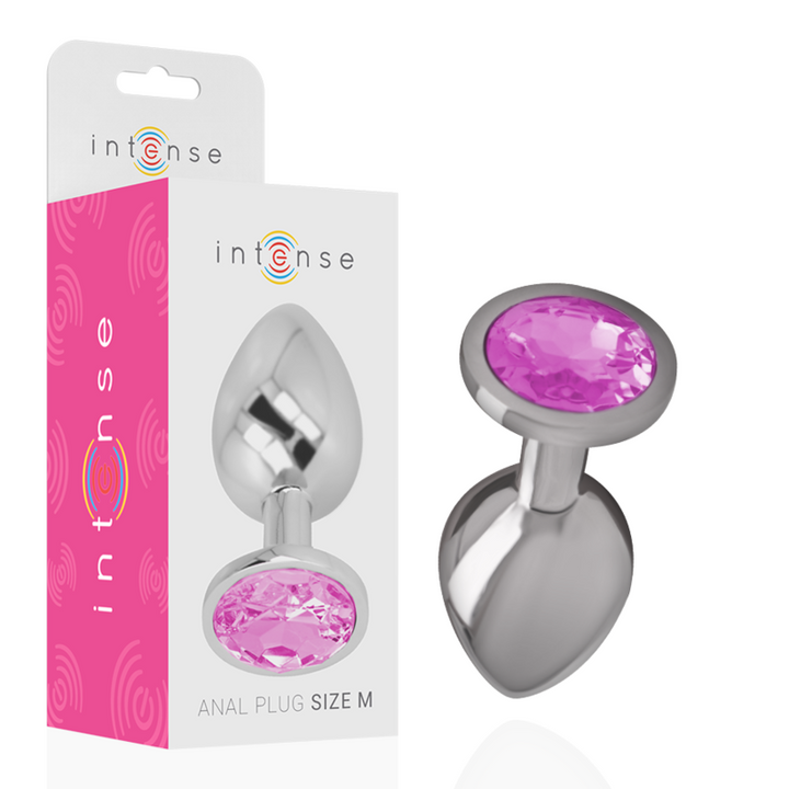 INTENSE - PLUG ANAL DE ALUMINIO CON CRISTAL ROSA TALLA M