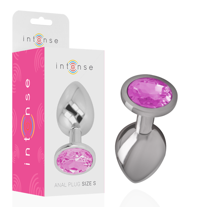 INTENSE - PLUG ANAL DE METAL DE ALUMINIO CON CRISTAL ROSA TALLA S