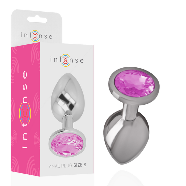 INTENSE - PLUG ANAL DE METAL DE ALUMINIO CON CRISTAL ROSA TALLA S