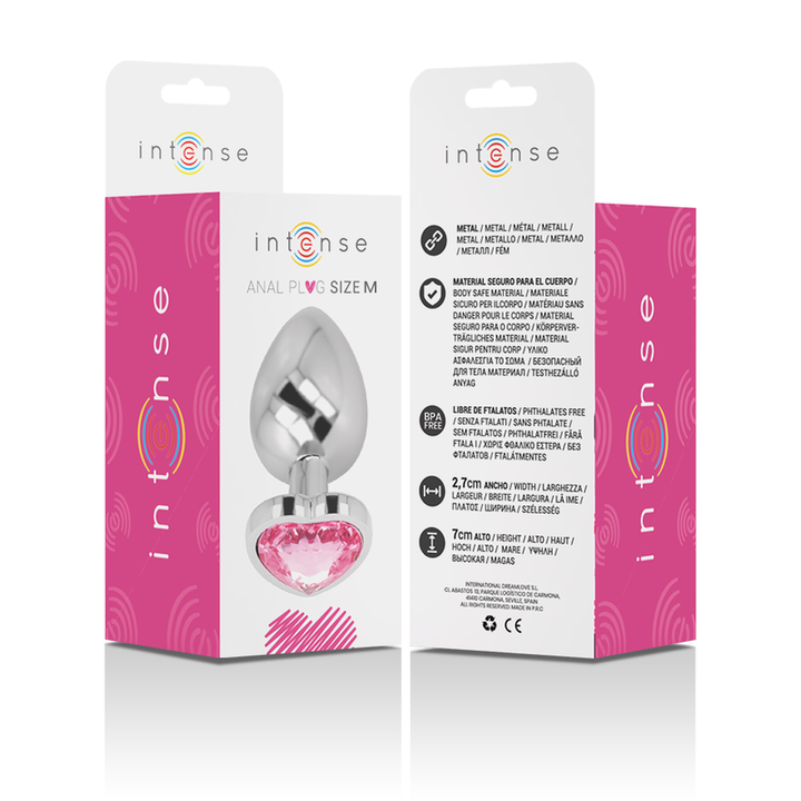 INTENSE - PLUG ANAL DE ALUMINIO METAL CORAZÓN ROSA TALLA M