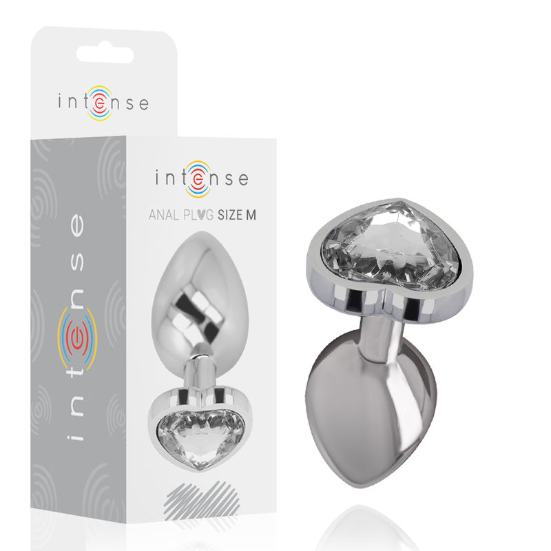 INTENSE - PLUG ANAL DE ALUMINIO METAL CORAZÓN BLANCO TALLA M