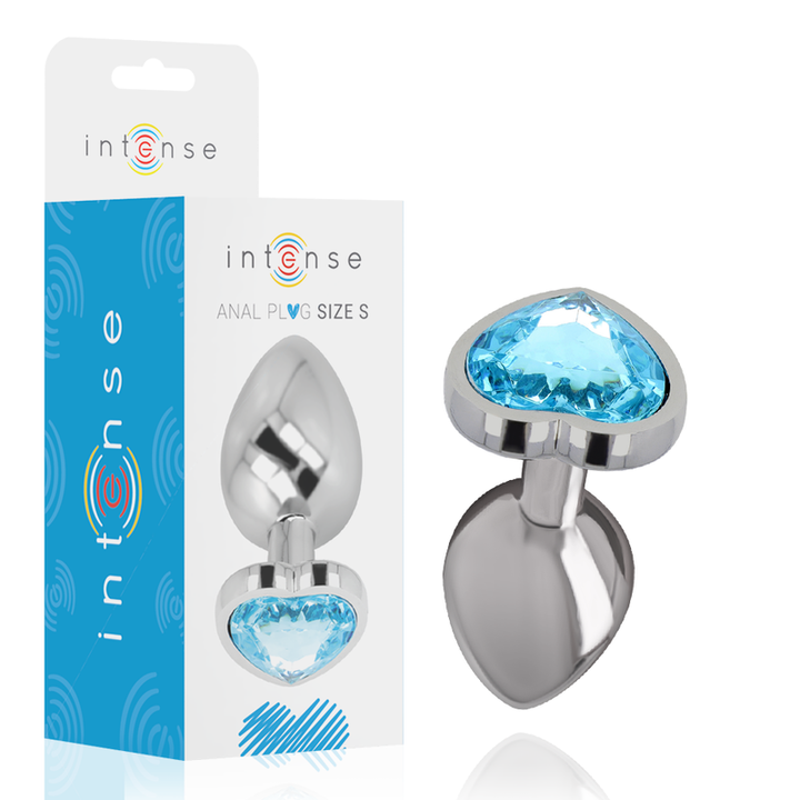 INTENSE - PLUG ANAL DE ALUMINIO Y METAL CORAZÓN AZUL TALLA S