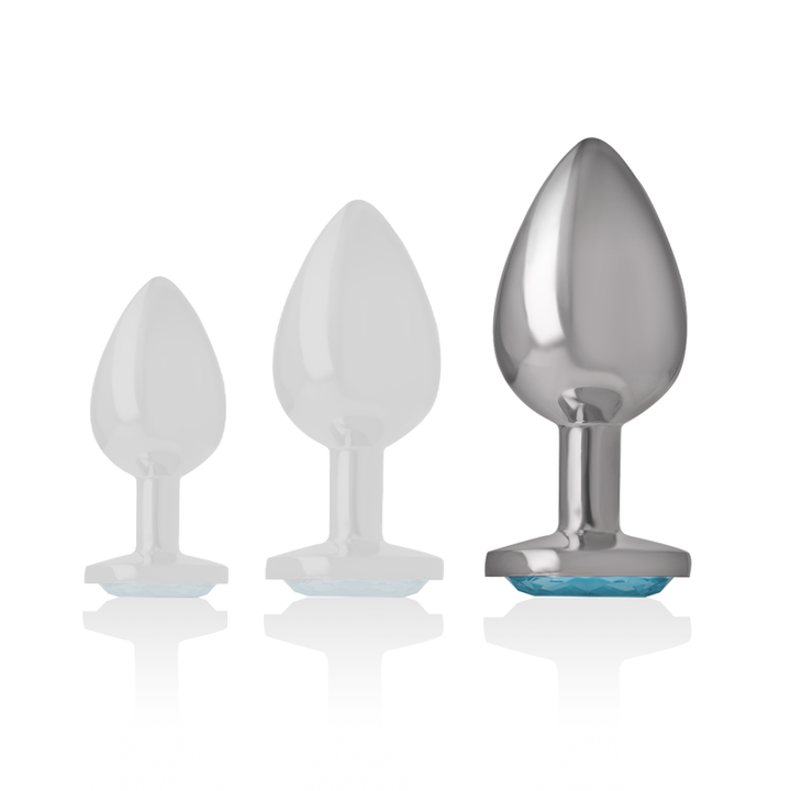 INTENSE - PLUG ANAL DE ALUMINIO Y METAL CORAZÓN AZUL TALLA L