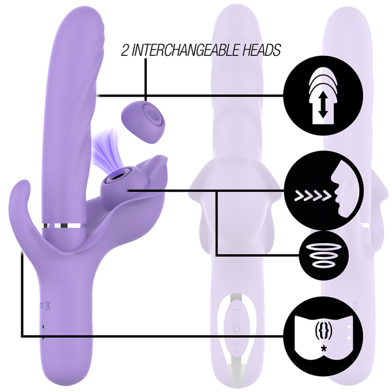 INTENSE - BILLIE RECHARGEABLE MULTIFUNCTION VIBRATOR STIMULATING WAVES WITH PURPLE PUSH BUTTON