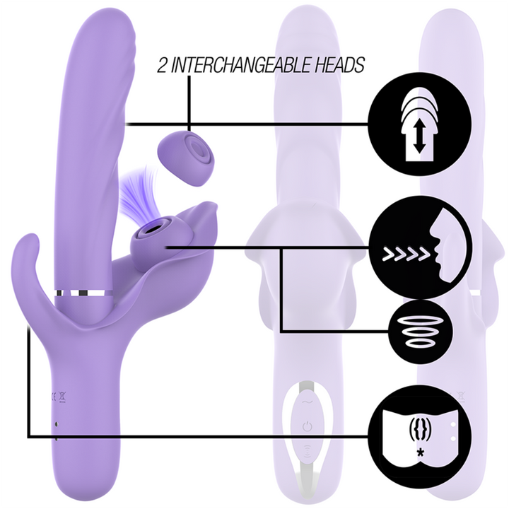 INTENSE - BILLIE RECHARGEABLE MULTIFUNCTION VIBRATOR STIMULATING WAVES WITH PURPLE PUSH BUTTON