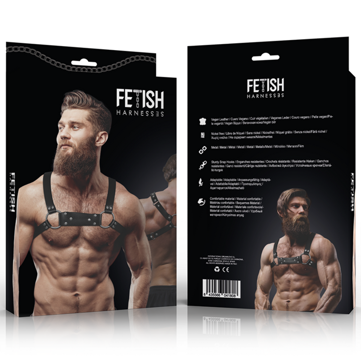 ACTITUD SUMISA FETICHE - ARNÉS DE PECHO BULLDOG DE CUERO ECOLÓGICO PARA HOMBRE TALLA M/L