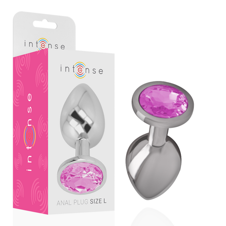 INTENSE - PLUG ANAL DE ALUMINIO CON CRISTAL ROSA TALLA L