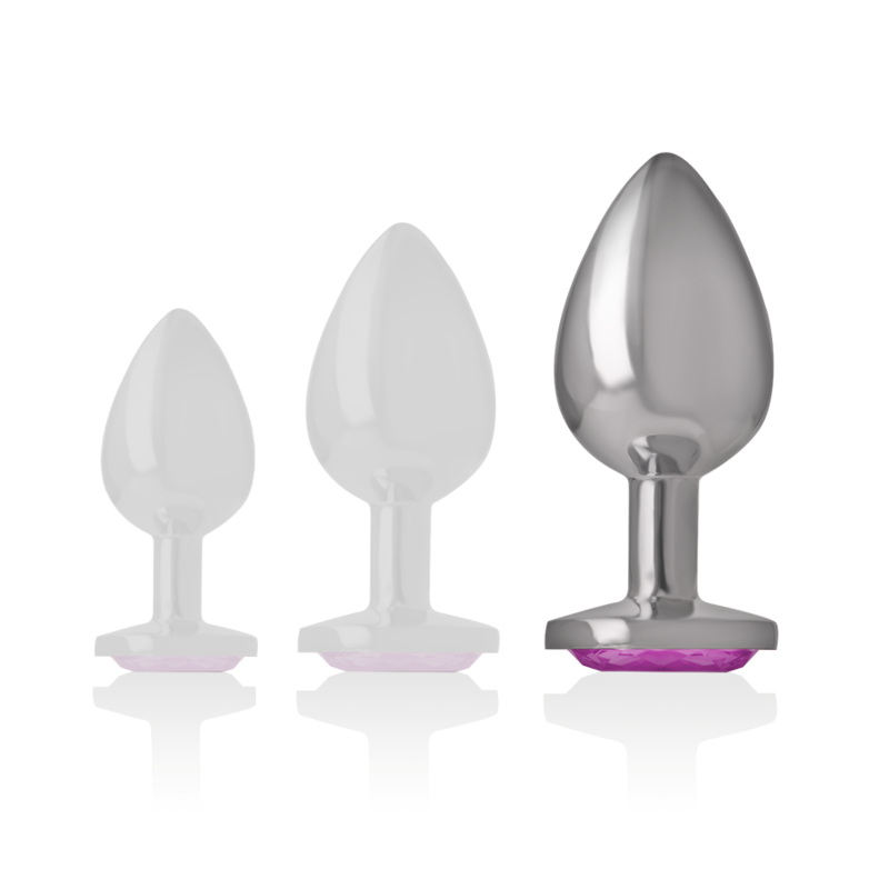 INTENSE - PLUG ANAL DE ALUMINIO CON CRISTAL ROSA TALLA L