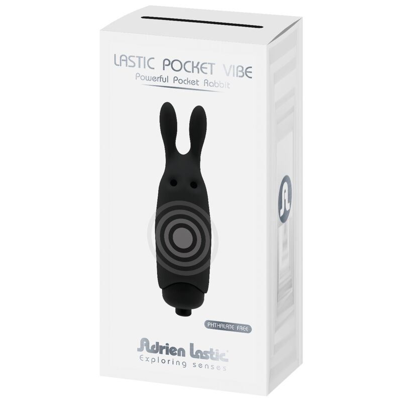 ADRIEN LASTIC - VIBRADOR DE CONEJO NEGRO DE BOLSILLO LASTIC
