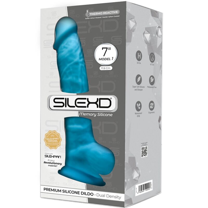 SILEXD - MODELO 1 PENE REALISTA PREMIUM SILEXPAN SILICONA AZUL 17.5 CM