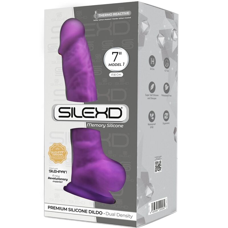 SILEXD - MODELO 1 PENE REALISTA PREMIUM SILEXPAN SILICONA VIOLETA 17.5 CM