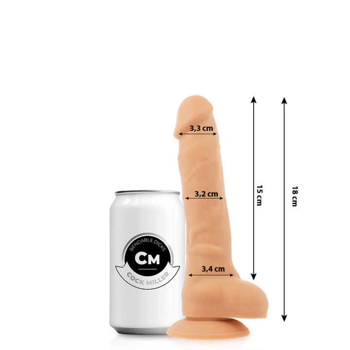 COCK MILLER - DILDO REALISTA SILICONA DENSIDAD ARTICULABLE CARNE 18 CM