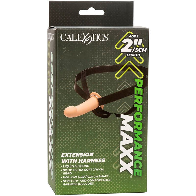 CALEXOTICS - EXTENSIÓN PERFORMANCE MAXX CON ARNÉS PIEL CLARA