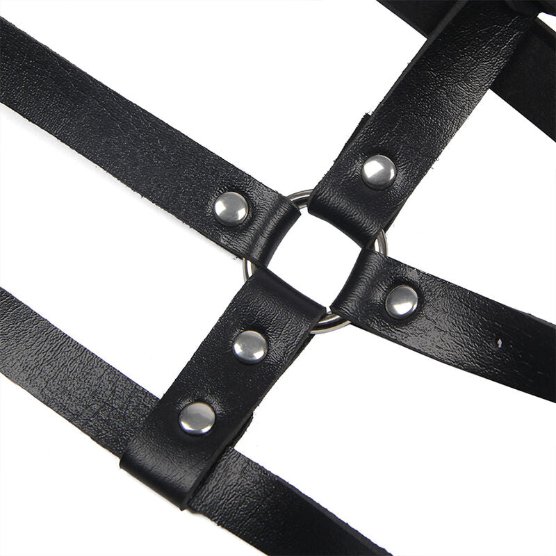 SUBBLIME - ARNÉS DE PECHO CON ANILLA DE CUERO NEGRO TALLA ÚNICA