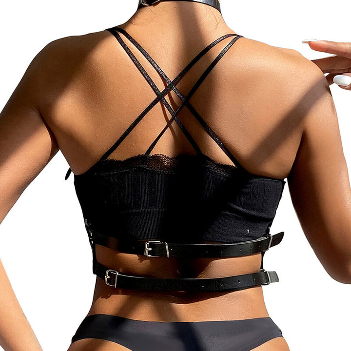 SUBBLIME - ARNÉS DE PECHO CON ANILLA DE CUERO NEGRO TALLA ÚNICA