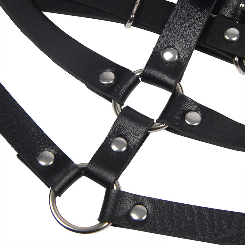 SUBBLIME - ARNÉS DE PECHO CON ANILLA DE CUERO NEGRO TALLA ÚNICA