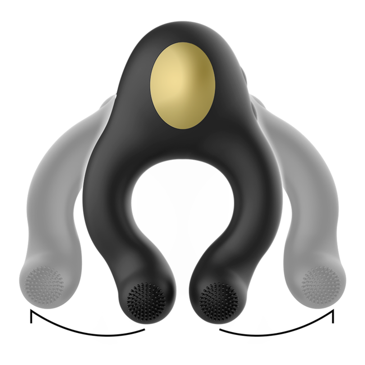 ARMONY - ANILLO VIBRADOR DE SILICONA 3 MOTORES RECARGABLE NEGRO - DORADO