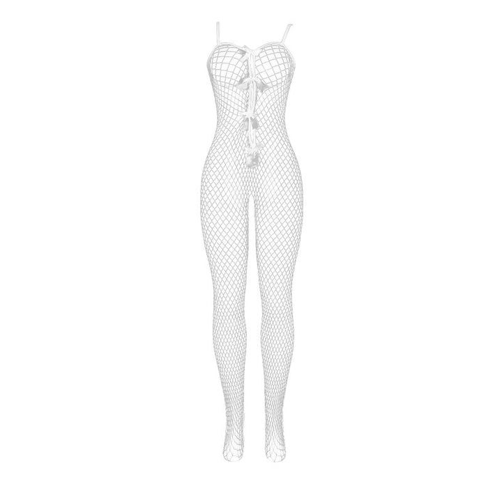 SUBBLIME - 951740 BODYSTOCKING DE RED BLANCA SIN ENTREPIERNA CON LAZOS TALLA ÚNICA