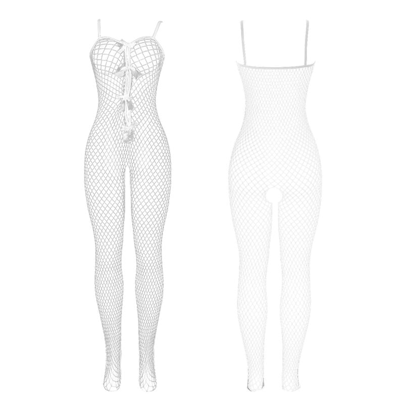 SUBBLIME - 951740 BODYSTOCKING DE RED BLANCA SIN ENTREPIERNA CON LAZOS TALLA ÚNICA