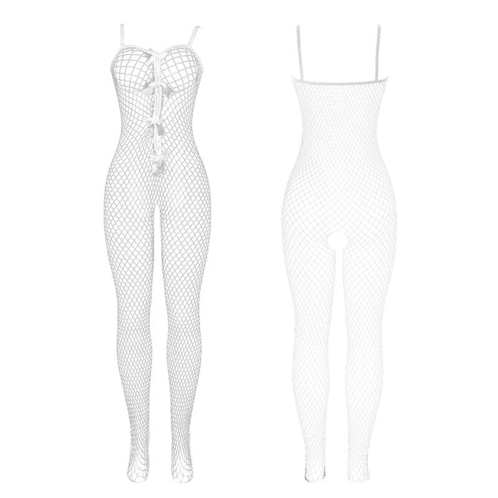 SUBBLIME - 951740 BODYSTOCKING DE RED BLANCA SIN ENTREPIERNA CON LAZOS TALLA ÚNICA