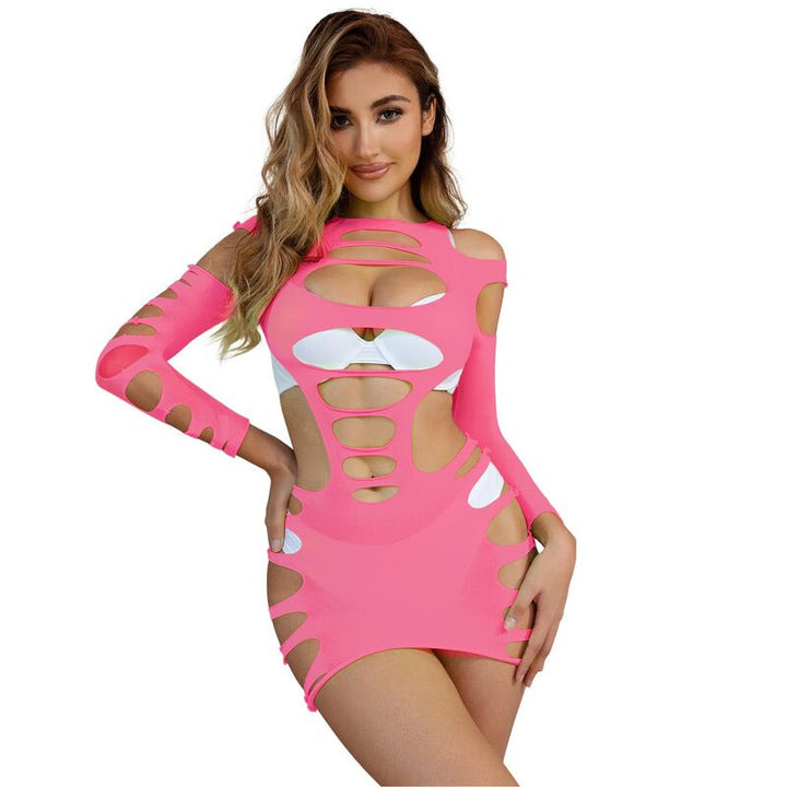 SUBBLIME - 952273 VESTIDO DE RED ELÁSTICA DE MANGA LARGA ROSA TALLA ÚNICA