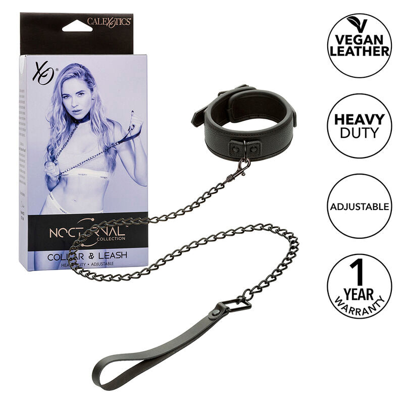 CALEXOTICS - COLLAR NOCTURNO Y CORREA DE CUERO AJUSTABLE NEGRO