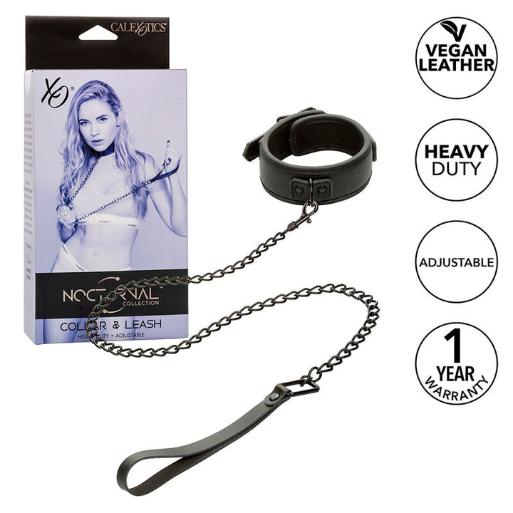 CALEXOTICS - COLLAR NOCTURNO Y CORREA DE CUERO AJUSTABLE NEGRO