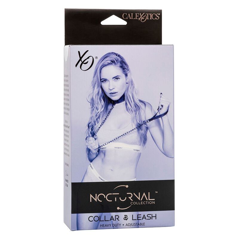 CALEXOTICS - COLLAR NOCTURNO Y CORREA DE CUERO AJUSTABLE NEGRO