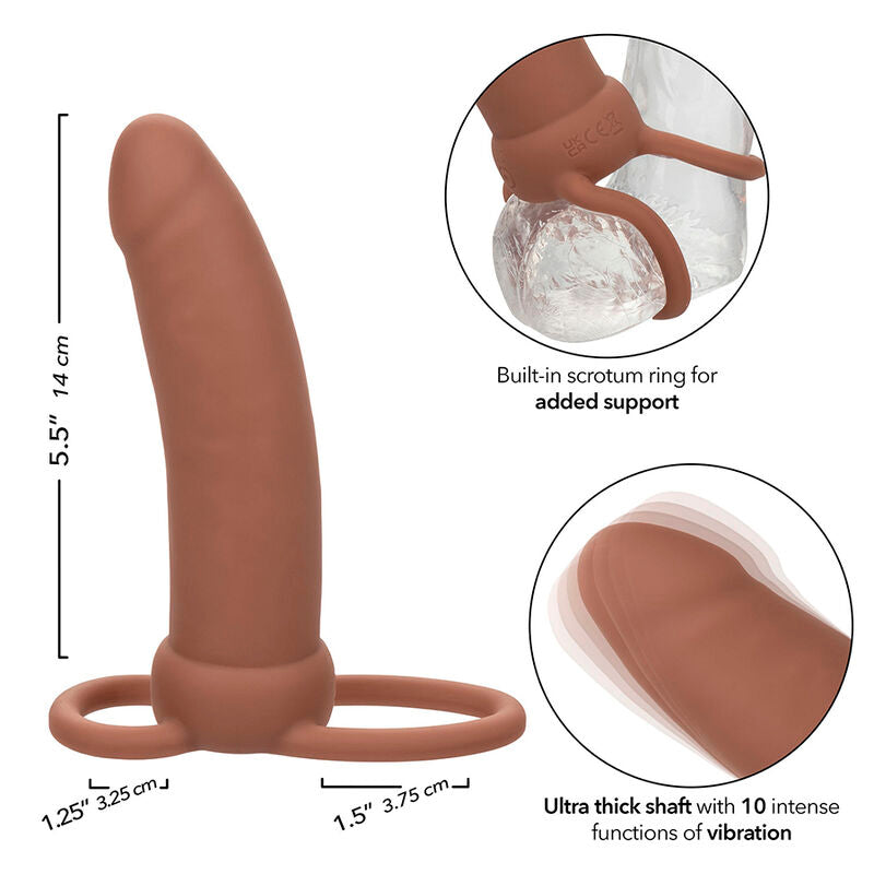 CALEXOTICS - MAXX THICK DOBLE PENETRADOR 10 VIBRACIONES MARRÓN