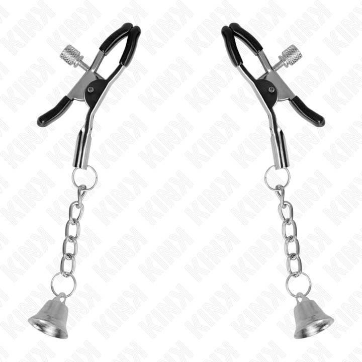 KINK - PINZAS PARA PEZONES CON COLGANTE DE CAMPANA DE PLATA DE 6 CM