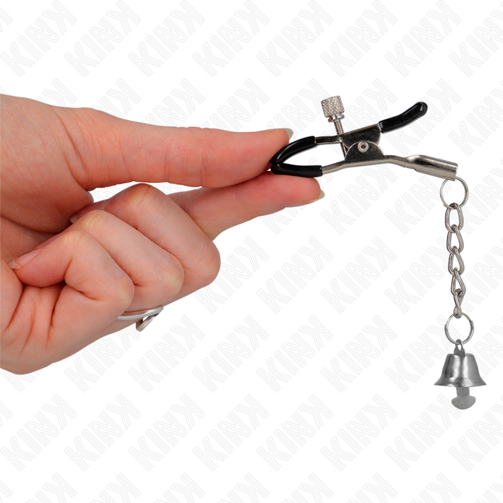 KINK - PINZAS PARA PEZONES CON COLGANTE DE CAMPANA DE PLATA DE 6 CM