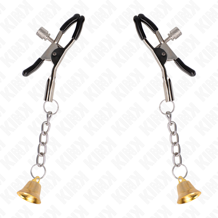 KINK - PINZAS PARA PEZONES CON COLGANTE DE CAMPANA DORADA DE 6 CM