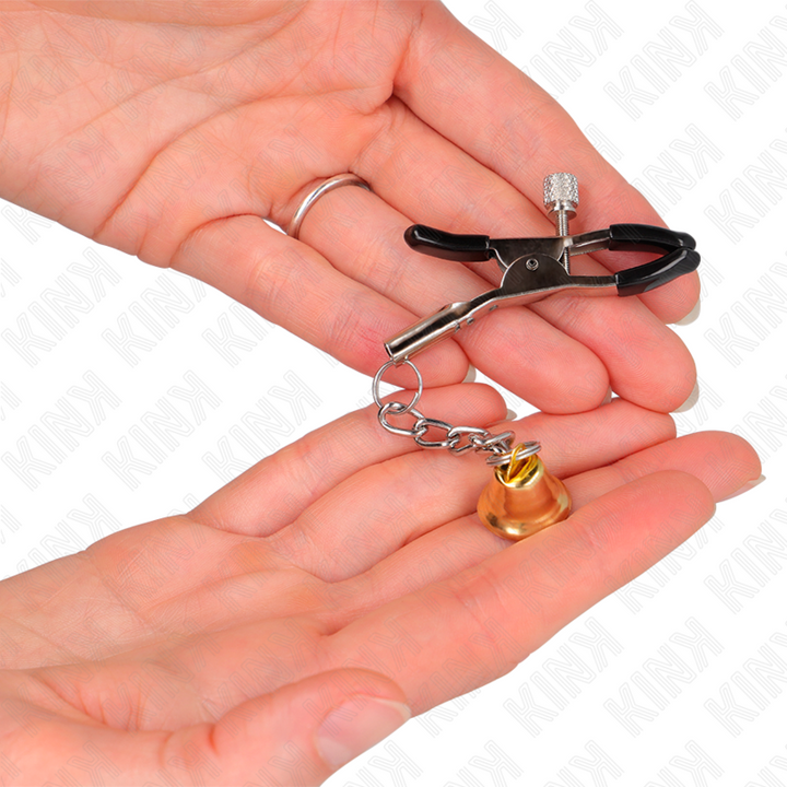 KINK - PINZAS PARA PEZONES CON COLGANTE DE CAMPANA DORADA DE 6 CM